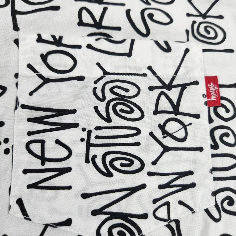 Vintage Stussy All Over Print Button Up Shirt Men L - Picture 3 of 8